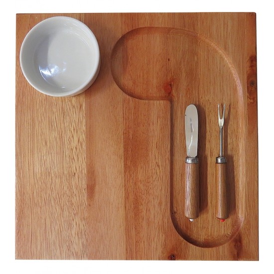 Petisqueira 28,5cm madeira com 1 cumbuca 